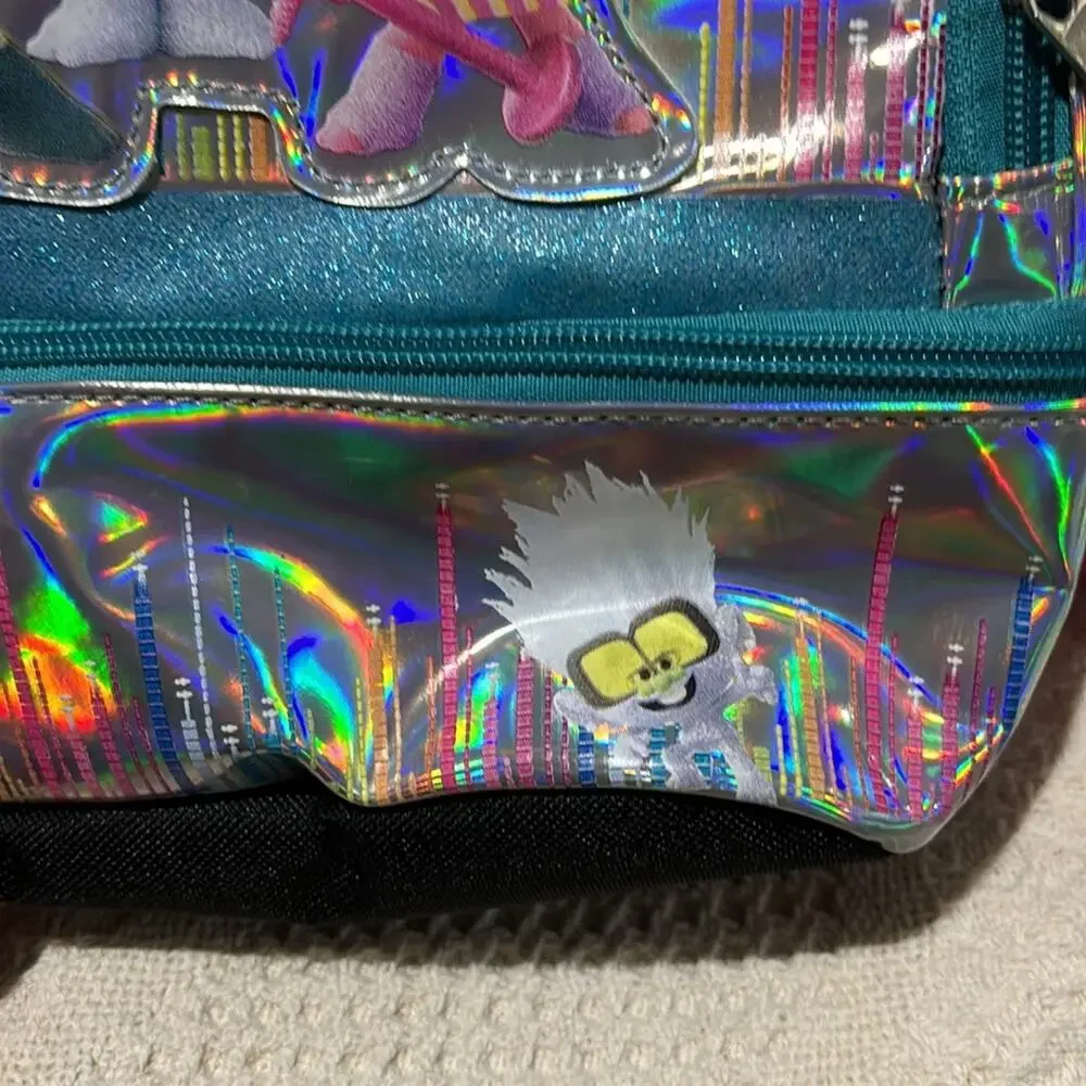Trolls world tour backpack silver poppy break tiny diamond adjustable strap nwot